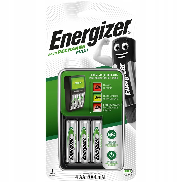 Ładowarka ENERGIZER Maxi Baterii AAA R3 AA R6 + 8x Akumulatorki AA 2000mAh