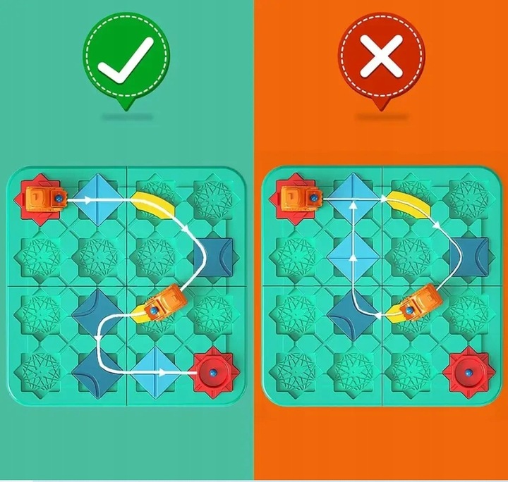 GRA LOGICZNA PLANSZOWA UKŁADANKA LABIRYNT BUDOWANIE DROGI NA PREZENT KLOCKI