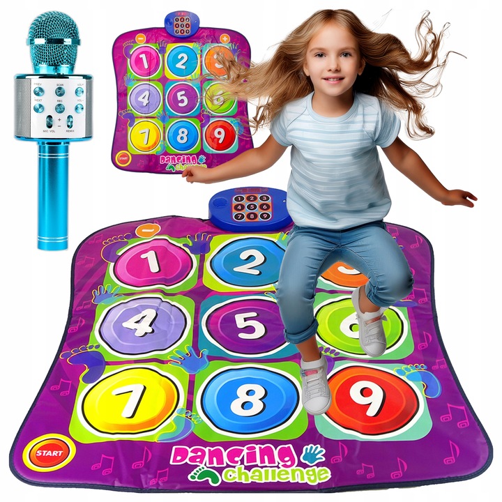 MATA MUZYCZNA do TAŃCZENIA TAŃCA + MIKROFON KARAOKE GŁOŚNIK BLUETOOTH 2W1