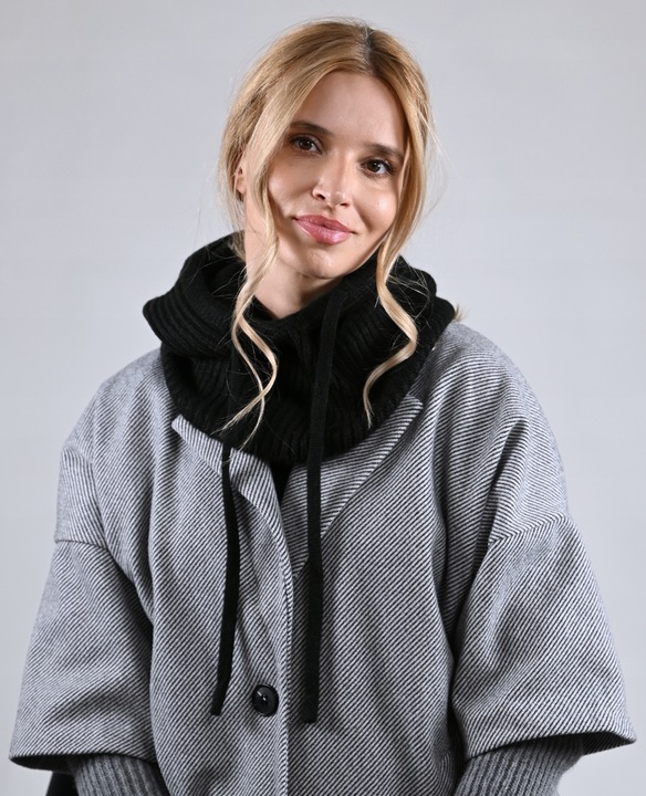 Czapka zimowa damska BALACLAVA kominarka kaptur na jesien Modna Czarna UNI