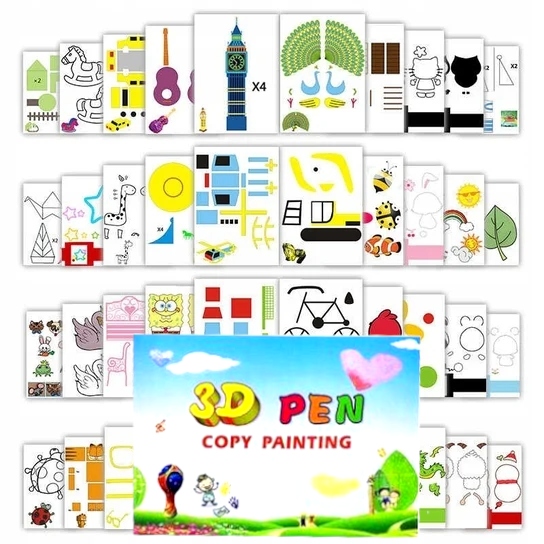 DŁUGOPIS 3D DLA DZIECI DRUKARKA 3D 150M WKŁADY SZABLONY PREZENT ZESTAW XXL