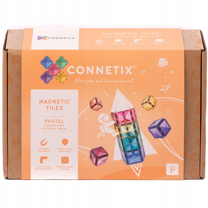 40 el. klocki magnetyczne Pastel Square Pack Connetix same kwadraty