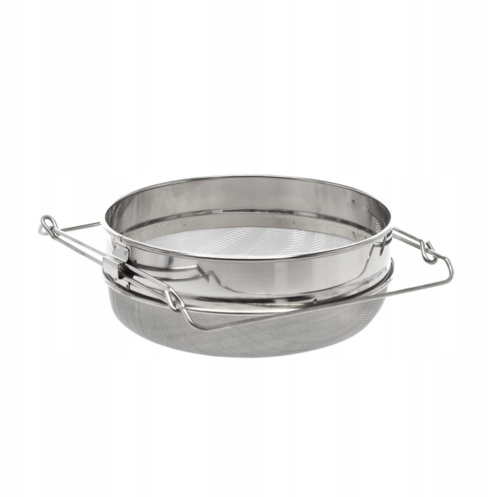 CEDZAK DO MIODU SITO PODWÓJNE NIERDZEWNE WIADRO ODSTOJNIK Z REGULACJĄ 24 cm