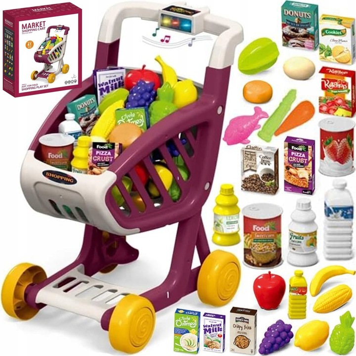 Wózek Sklepowy Dla Dzieci KOSZYK Zakupowy Supermarket KASA AKCESORIA MATADI