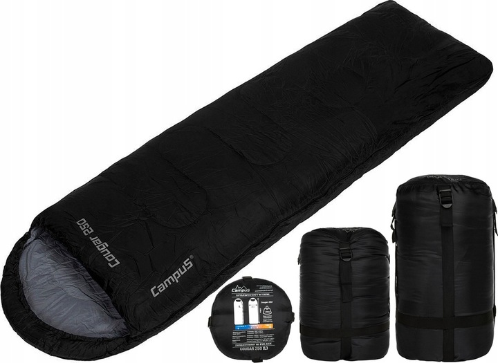 CAMPUS ŚPIWÓR 2w1 COUGAR DO -5st KOŁDRA 250 LEWY