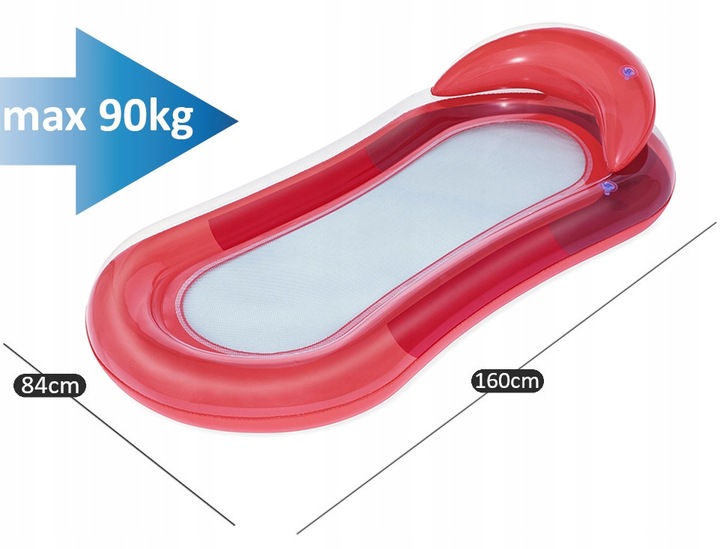 Materac z siatką dmuchany do pływania hamak wodny z oparciem Bestway 43103