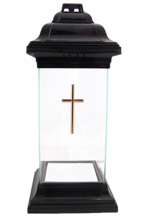 Duży znicz szklany kapliczka lampion z krzyżem