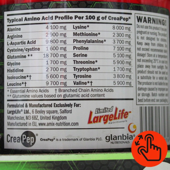 AMINOKWASY Mocna Formuła BCAA EAA HORMON GH KREATYNA EAA CAŁODZIENNE, igf1