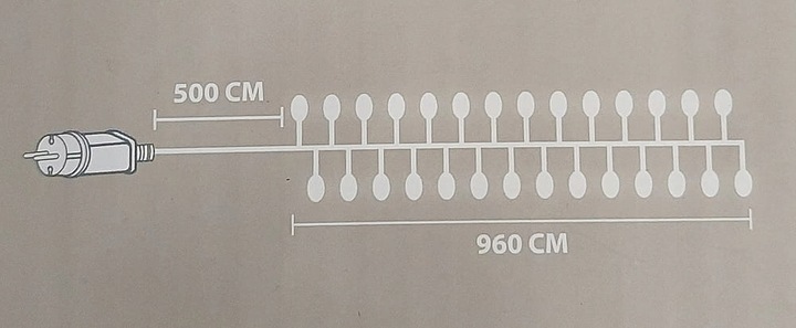 Lampki 960 LED 9,6 metra CLUSTER RYŻ CIEPŁY BIAŁY SREBRNY DRUCIK