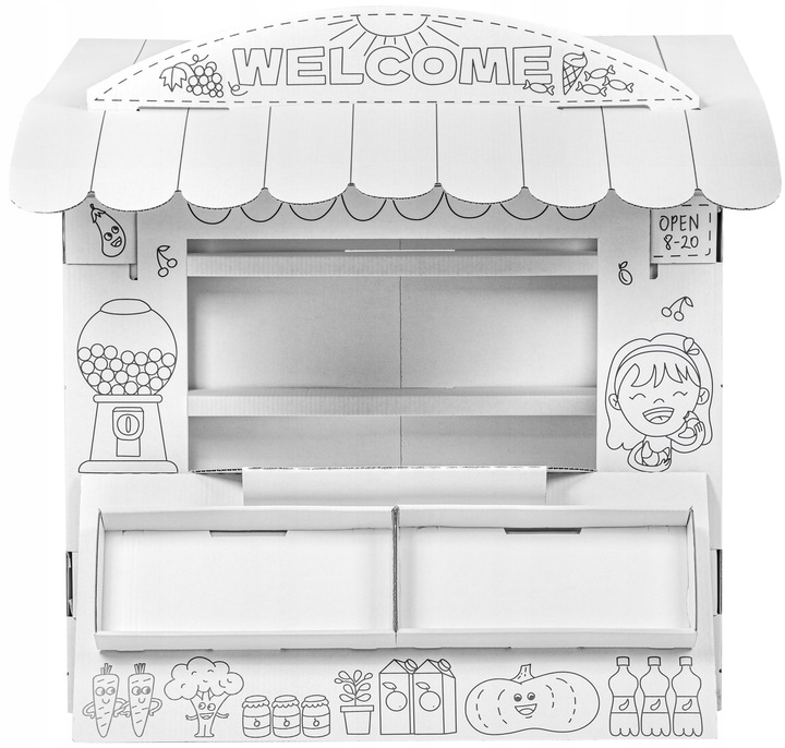 Stragan Tektorado Kartonowy Domek do malowania samodzielnego złożenia 97 cm