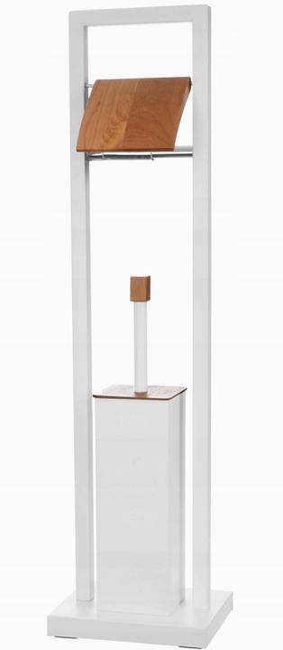 STOJAK NA PAPIER TOALETOWY + SZCZOTKA DO WC ZESTAW 2w1 STYLOWY BAMBUSOWY