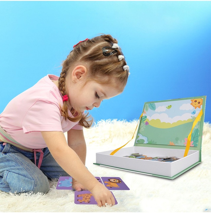 Książka układanka magnetyczna edukacyjna Safari Zwierzęta ZOO dla Dzieci