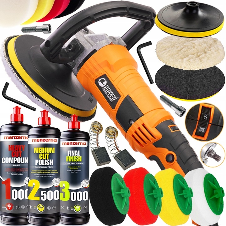 POLERKA SAMOCHODOWA SZLIFIERKA RIPPER COMPACT+ 4x GĄBKA + PASTA MENZERNA