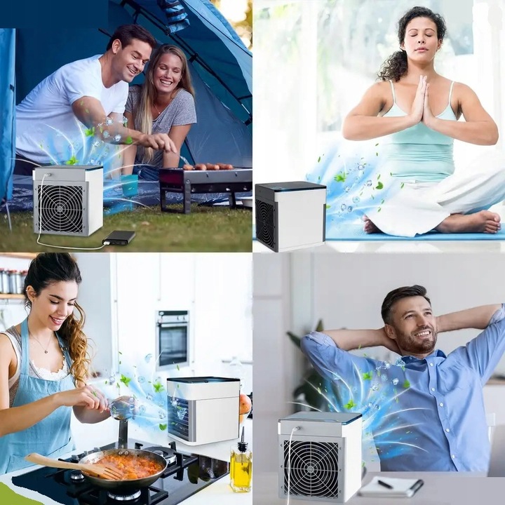 PRZENOŚNY MAŁY KLIMATYZER USB NA WODĘ i LÓD 3W1 KLIMATOR DO DOMU WENTYLATOR