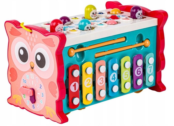 MAGICZNA EDUKACYJNE PUDEŁKO WBIJAK ZEGAR SÓWKA MŁOTEK