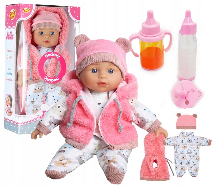 Lalka bobas jak żywa mówi interaktywna śpiewa uczy bajki 2 języki duża