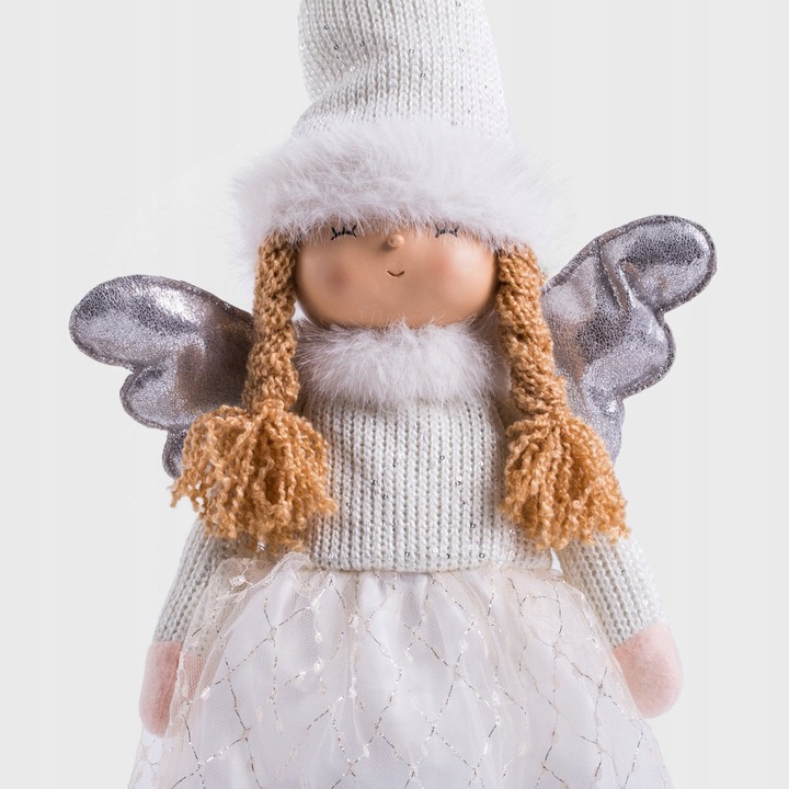 Skrzat AURIE aniołek stojący długie nogi biało-srebrny 86 cm HOMLA