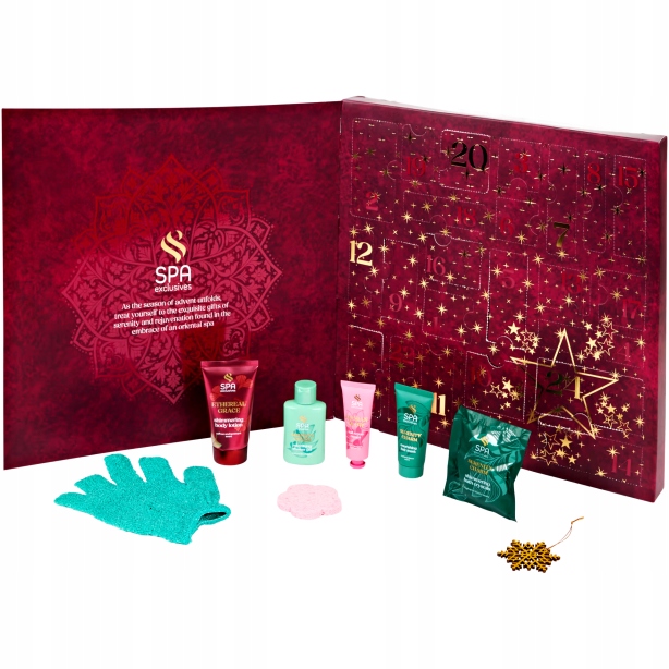 KALENDARZ ADWENTOWY Z KOSMETYKAMI ZESTAW KOSMETYKI DO PIELĘGNACJI SPA