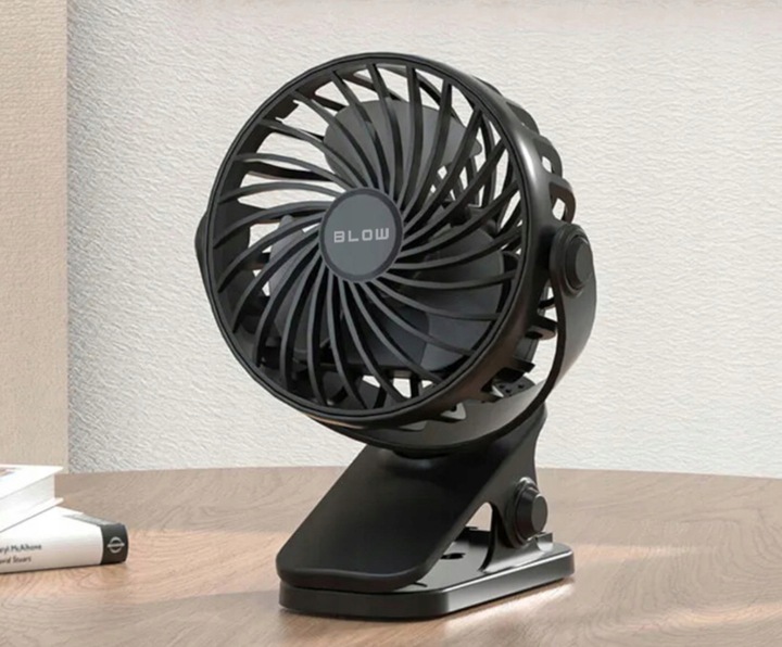 WIATRAK WENTYLATOR SAMOCHODOWY BIURKOWY AKUMULATOR REGULOWANY KLIPS 12V