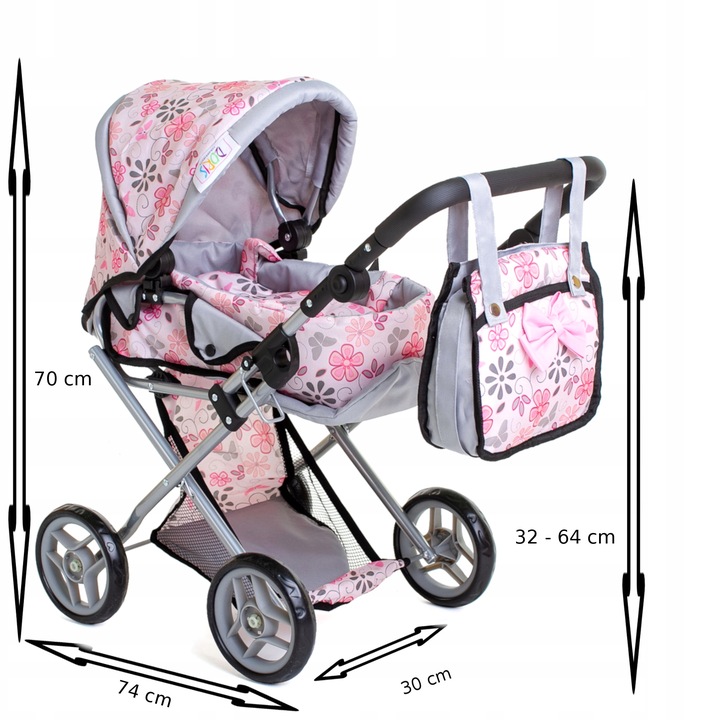 Doris WÓZEK DLA LALEK 3w1 głęboki spacerowy TORBA TOREBKA przewijak