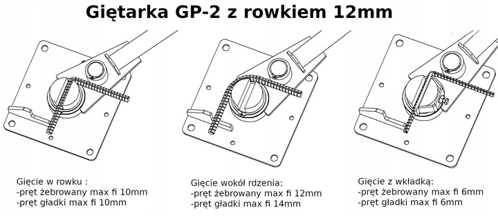Giętarka do gięcia prętów strzemion fi6-14 drutu + kluczyk
