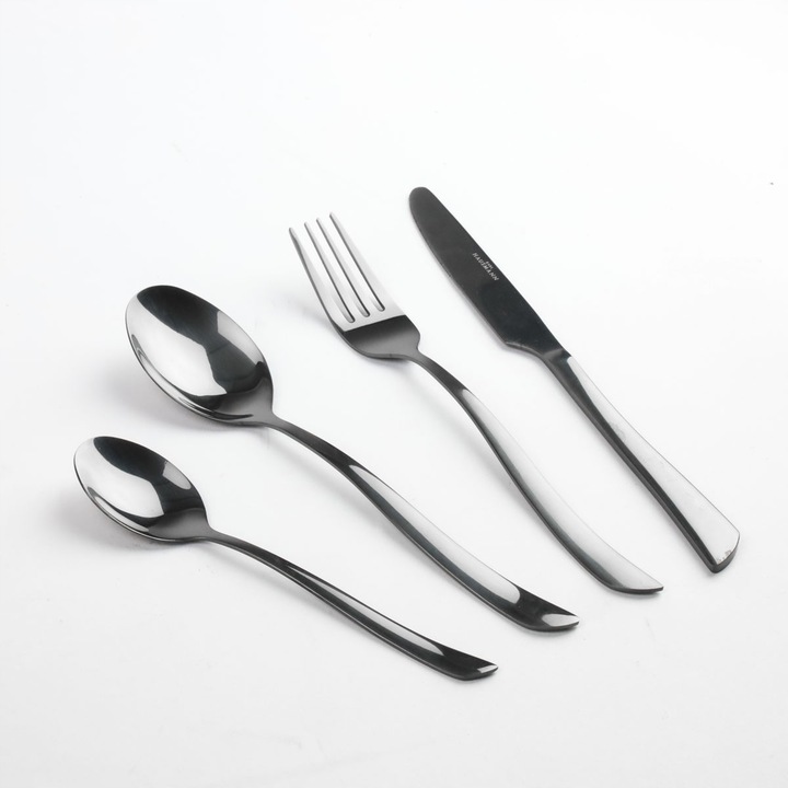 ZESTAW SZTUĆCÓW 16 el komplet sztućce pudełko proste nowoczesne czarne