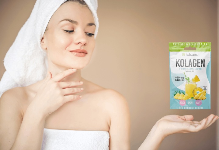 10x INTENSON KOLAGEN + KWAS HIALURONOWY + WITAMINA C do picia ananasowy