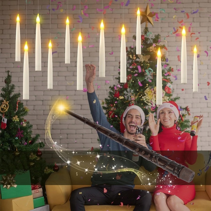 pływających świec bezpłomieniowe latające świece z Magiczna różdżka 12szt