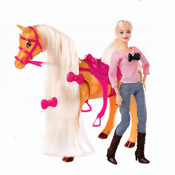 Lalka z koniem dla dziewczynek CHODZI DŹWIĘK długa grzywa do czesania
