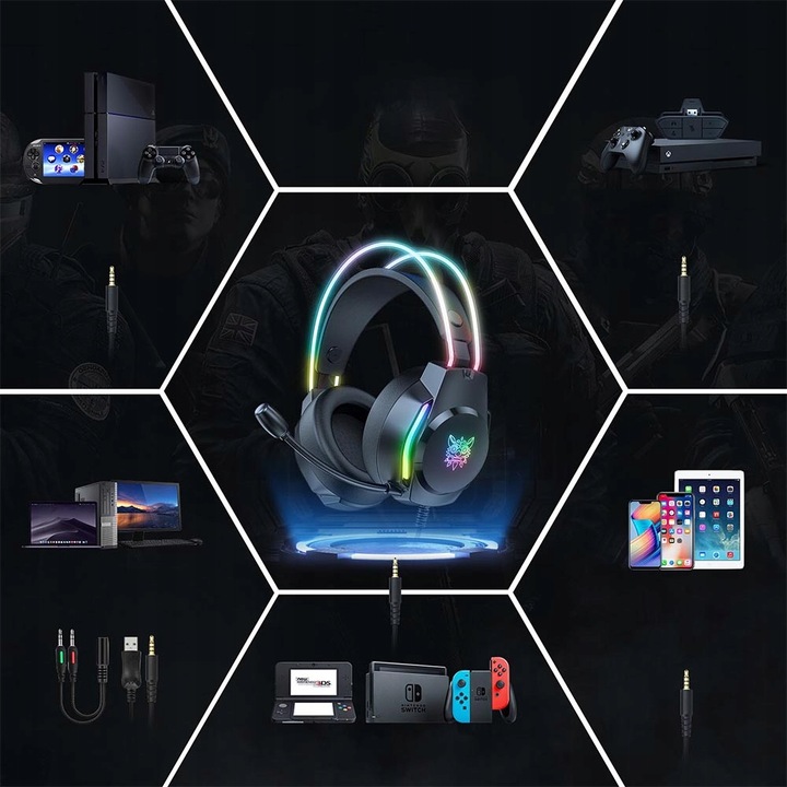 ONIKUMA X26 SŁUCHAWKI GAMINGOWE NAUSZNE PRZEWODOWE Z MIKROFONEM DO PC RGB