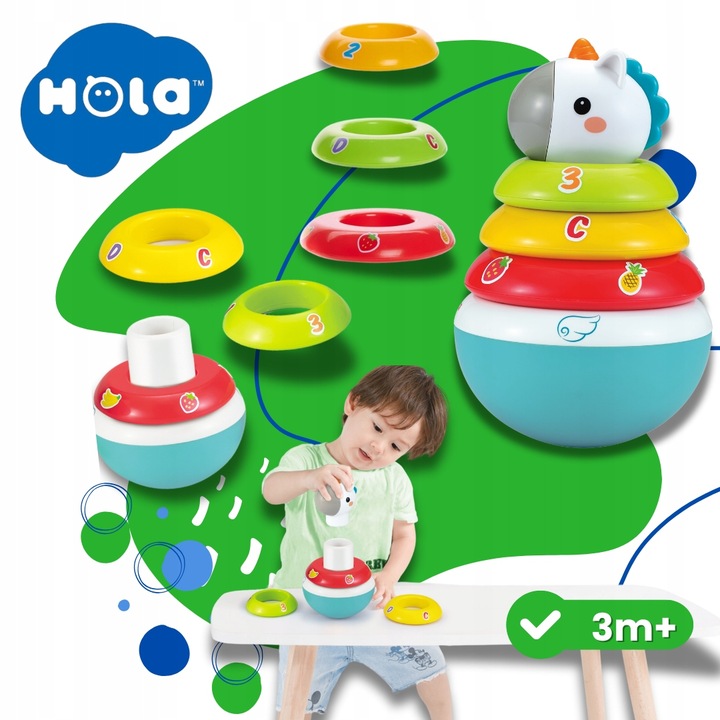 Piramidka sensoryczna wańka wstańka wieża grzechotka dla niemowląt