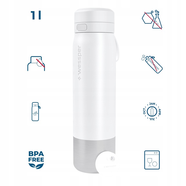 Butelka filtrująca stalowa bidon na wodę z filtrem WESSPER B2 ACTITEX 1l