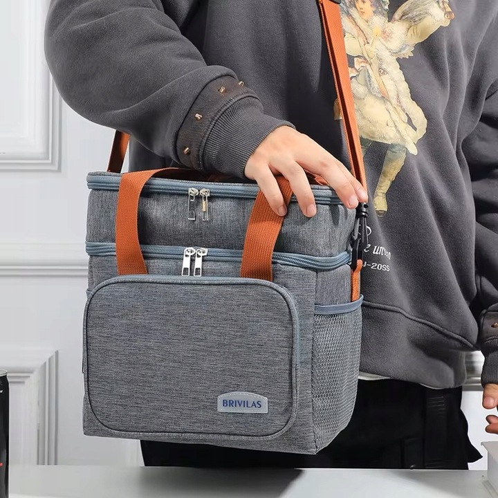 KOSZ PIKNIKOWY TORBA TERMICZNA PLAŻOWA NA ZAKUPY PIKNIK DUŻA 2 komory