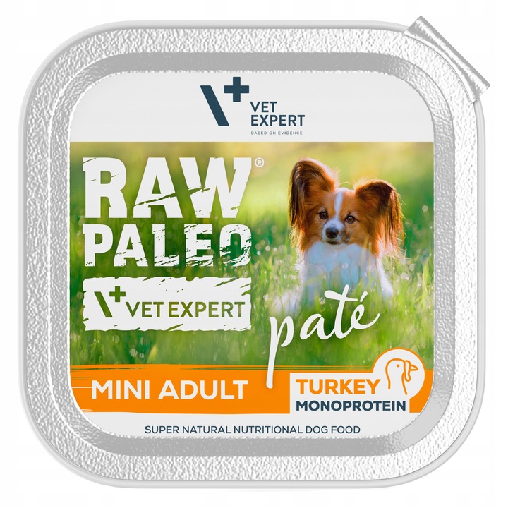 Mokra karma dla psów dorosłych małych ras indyk Raw Paleo Pate 12 x 150g