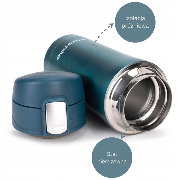 KUBEK TERMICZNY TERMOS STALOWY 100% SZCZELNY pojemny bidon KAMILLE 320 ml