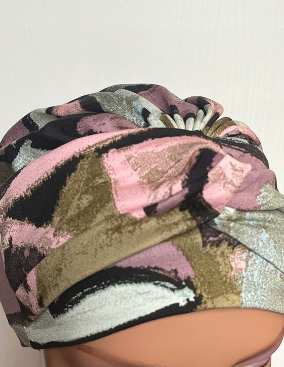 Marszczona czapka na głowę Sara 389 turban z wiskozy także po chemioterapii