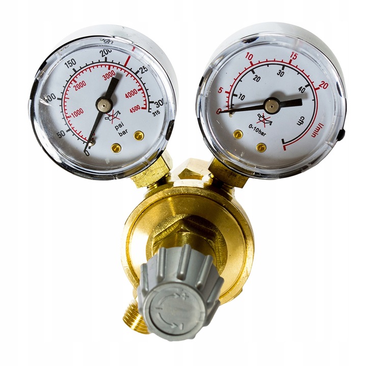 REDUKTOR CIŚNIENIOWY 2 ZAWORY CO2 ARGON 230 BAR CIŚNIENIA 0,5 - 10 DO BUTLI