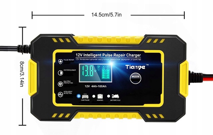 Prostownik samochodowy do akumulatorów 12V 6A FUNKCJA NAPRAWY