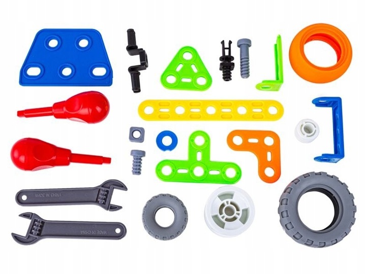 Klocki Konstrukcyjne, Elastyczne 167 El. Pojazdy Budowlane, Auto, Wyścigówk