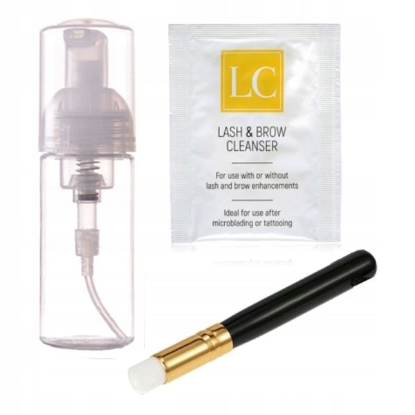 Zestaw do mycia rzęs szampon w saszetce butelka pędzel