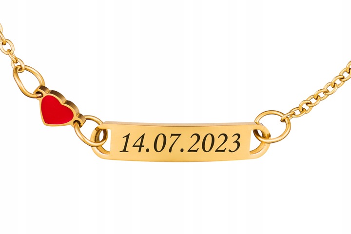 Bransoletka Złota SERCE z Grawerem dla Dziecka G1 Prezent dla Córki Wnuczki