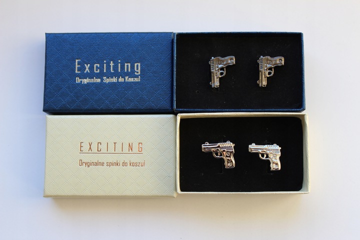 Spinki do mankietów EXC Pistolet Srebrny Stalowy