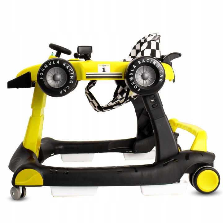Interaktywny Chodzik jeździk pchacz Wyścigówka Formuła 1 3w1 żółty