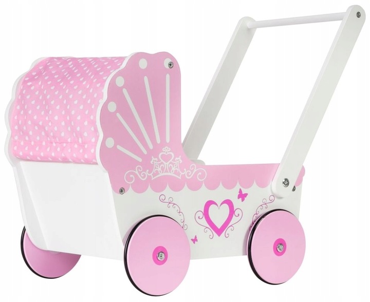 Wózek Dla Lalek Drewniany Chodzik Pchacz Antypoślizgowe Koła Super Wygląd