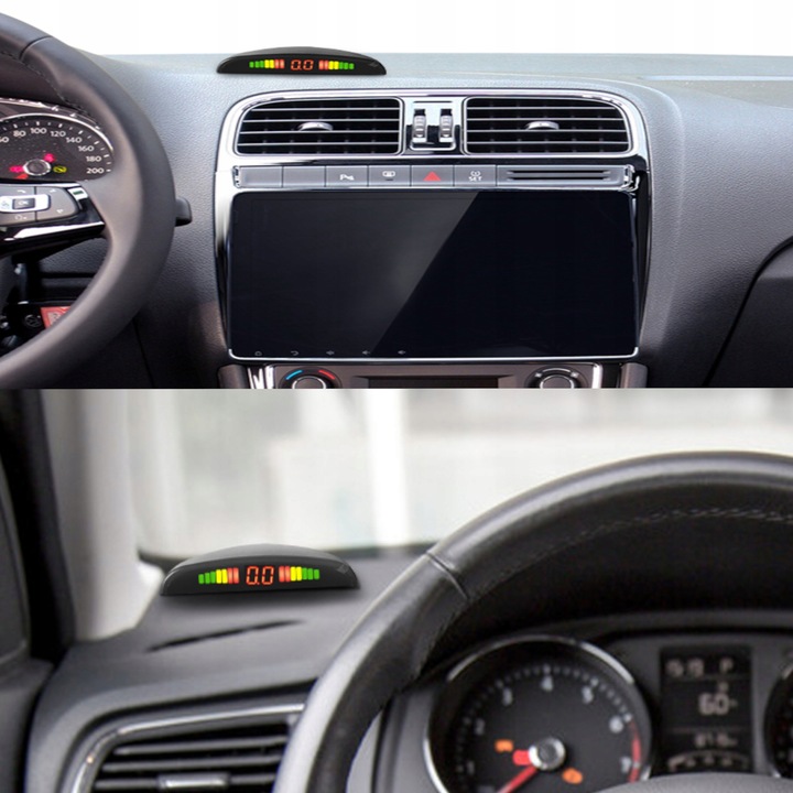 4X CZUJNIKI COFANIA PARKOWANIA WYŚWIETLACZ ZESTAW PRZÓD TYŁ CZARNE