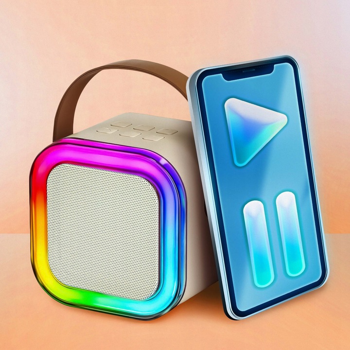 ZESTAW KARAOKE MIKROFON KARAOKE GŁOŚNIK BLUETOOTH RGB DWA MIKROFONY USB 2