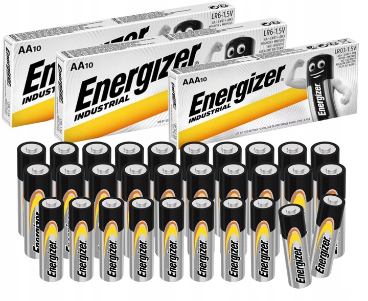 Baterie AA AAA ENERGIZER Paluszki Alkaiczne R6 R3 1.5V 20+10 sztuk Oryginal