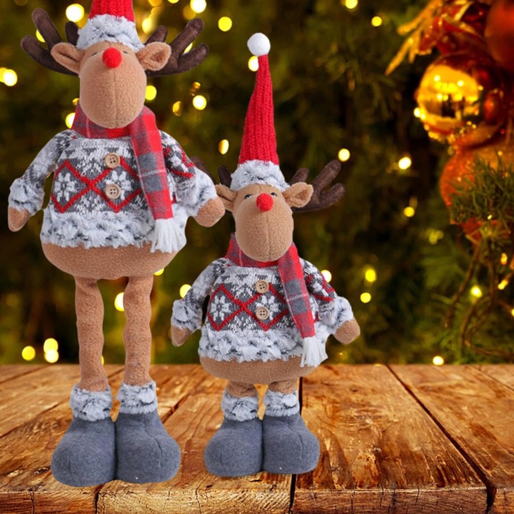 Skrzat Krasnal Świąteczny Teleskopowy Duży Gnom Wysoki Renifer Regulowany