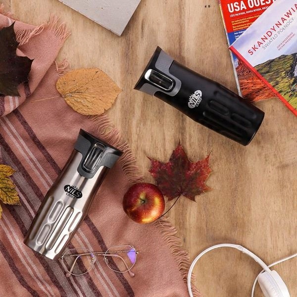 Turystyczny KUBEK TERMICZNY na wyjazdy 420ml silve