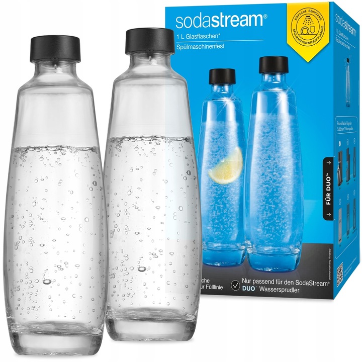 SODASTREAM SZKLANA BUTELKA KARAFKA 2x1L DO SATURATORA DUO ZESTAW